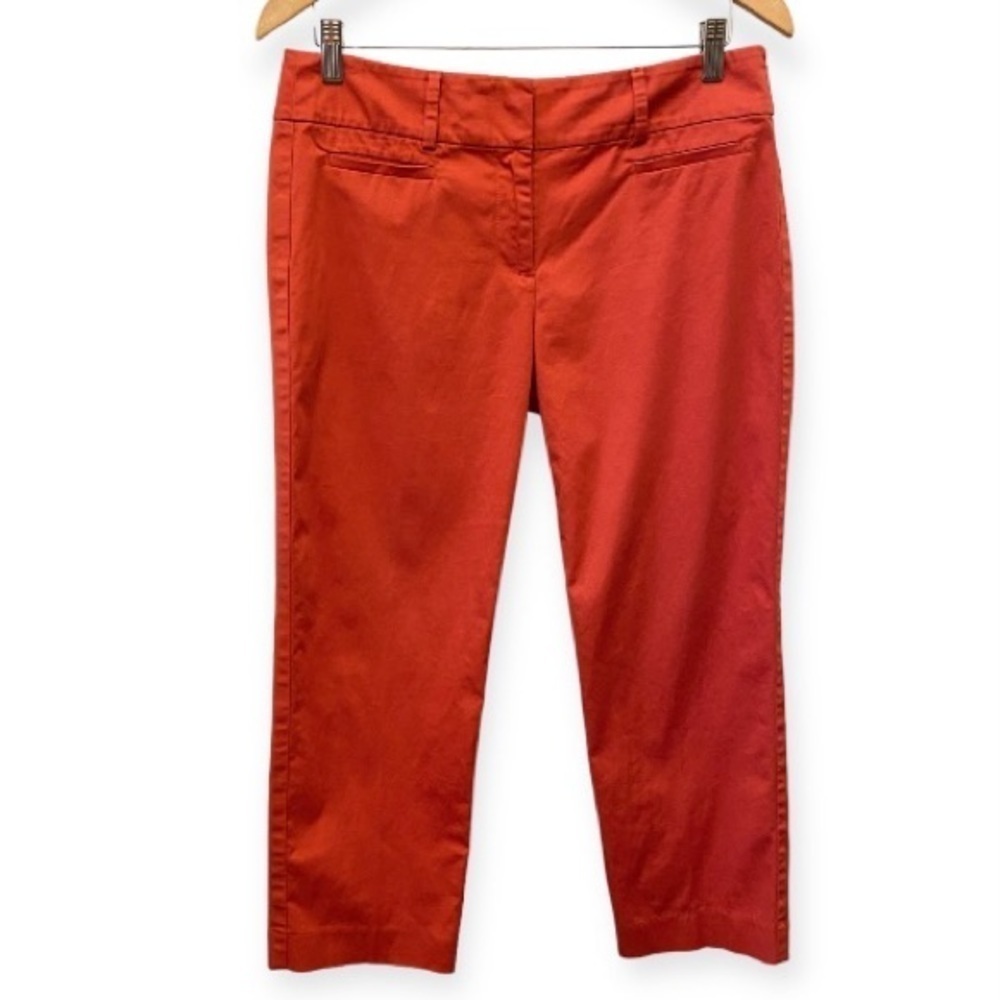 LOFT 6 Original Crop Pants Coral Color Mid Rise Straight Leg Stretch